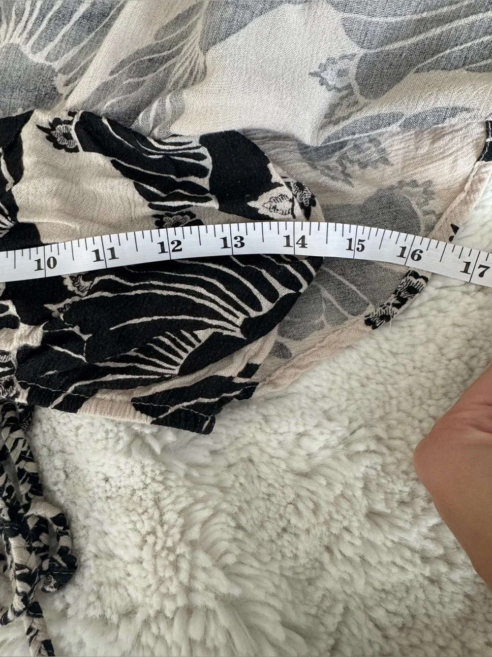 Free People Tan & Black Printed Puff Sleeve Top